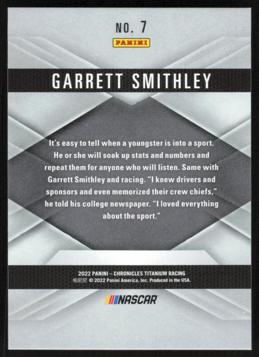 Garrett Smithley 2022 Panini Chronicles Racing Titanium # 7 - Collectible Craze America