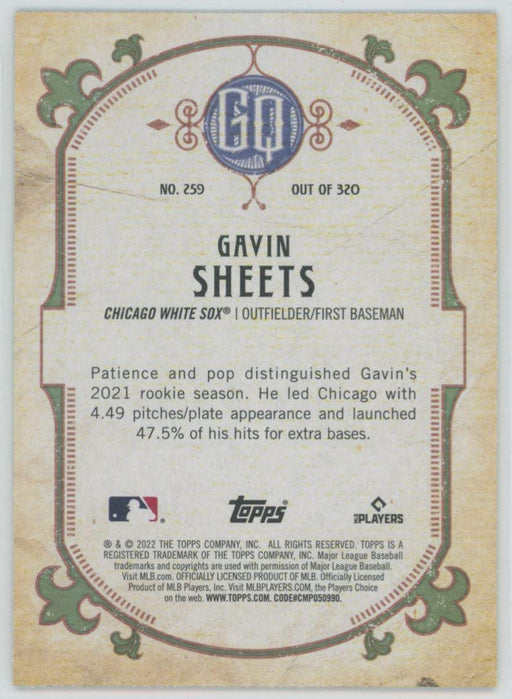 Gavin Sheets 2022 Topps Gypsy Queen # 259 RC Green Border Chicago White Sox - Collectible Craze America