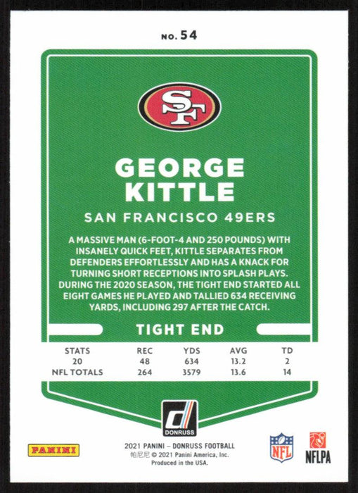 George Kittle 2021 Donruss Football # 54 San Francisco 49ers Image Variation Base - Collectible Craze America