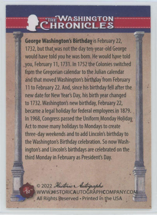 George Washington's Birthday 2022 The Washington Chronicles # 2 - Collectible Craze America