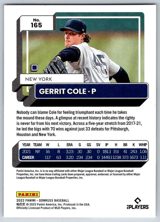 Gerrit Cole 2022 Donruss Baseball # 165 New York Yankees - Collectible Craze America