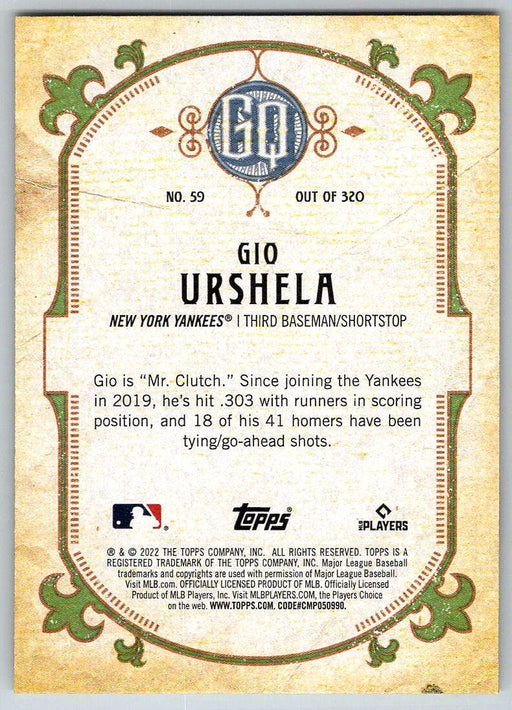 Gio Urshela 2022 Topps Gypsy Queen # 59 New York Yankees - Collectible Craze America