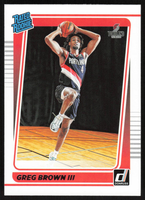 Greg Brown III 2021 Donruss Rated Rookie # 245 RC Portland Trail Blazers - Collectible Craze America