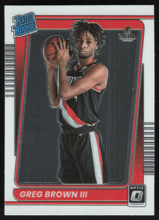 Greg Brown III 2021 Panini Donruss Optic Rated Rookie # 195 RC Portland Trail Blazers - Collectible Craze America