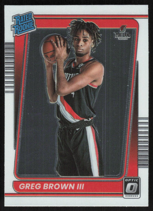 Greg Brown III 2021 Panini Donruss Optic Rated Rookie # 195 RC Portland Trail Blazers - Collectible Craze America
