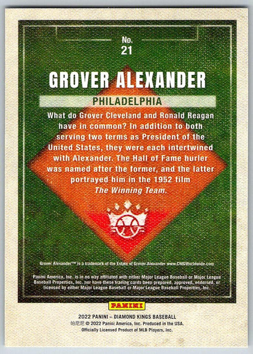 Grover Alexander 2022 Panini Diamond Kings # 21 Philadelphia Phillies - Collectible Craze America