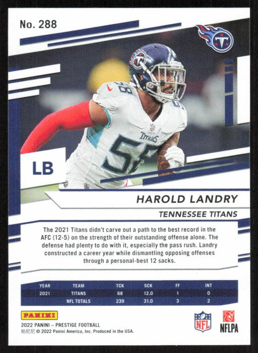 Harold Landry 2022 Panini Prestige # 288 Tennessee Titans - Collectible Craze America