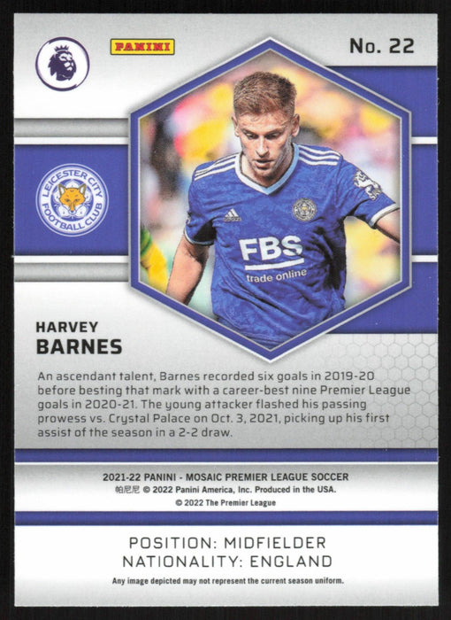 Harvey Barnes 2021 Panini Mosaic Premier League # 22 Leicester City Base - Collectible Craze America