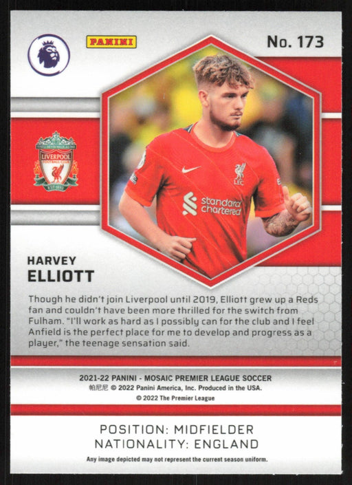 Harvey Elliott 2021 Panini Mosaic Premier League # 173 RC Liverpool FC Base - Collectible Craze America