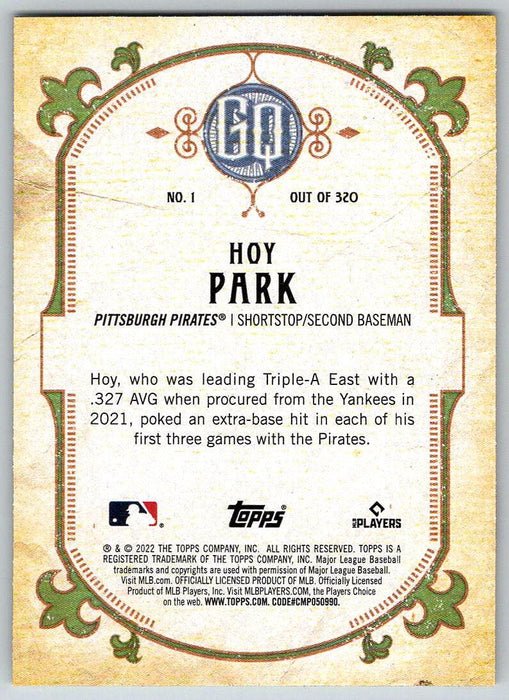 Hoy Park 2022 Topps Gypsy Queen # 1 RC Pittsburgh Pirates - Collectible Craze America