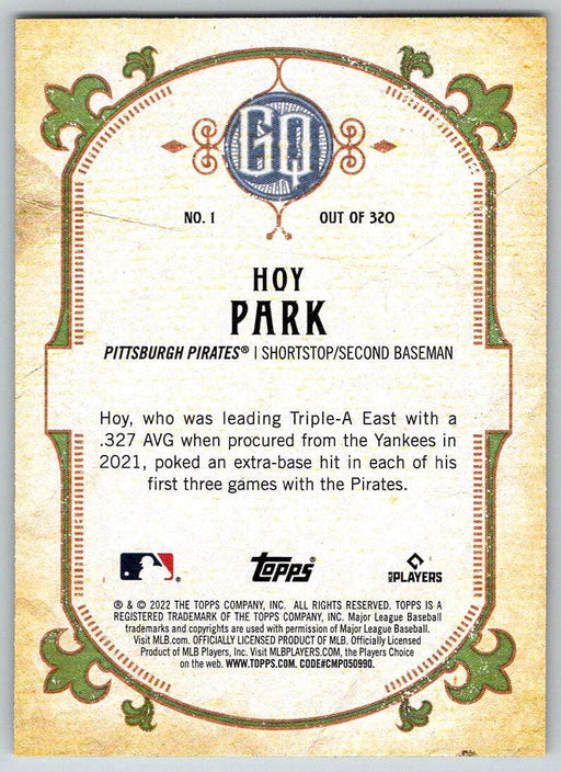 Hoy Park 2022 Topps Gypsy Queen # 1 RC Pittsburgh Pirates - Collectible Craze America