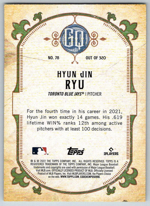 Hyun-Jin Ryu 2022 Topps Gypsy Queen # 78 Toronto Blue Jays - Collectible Craze America