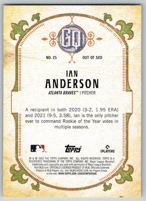 Ian Anderson 2022 Topps Gypsy Queen # 25 Atlanta Braves - Collectible Craze America