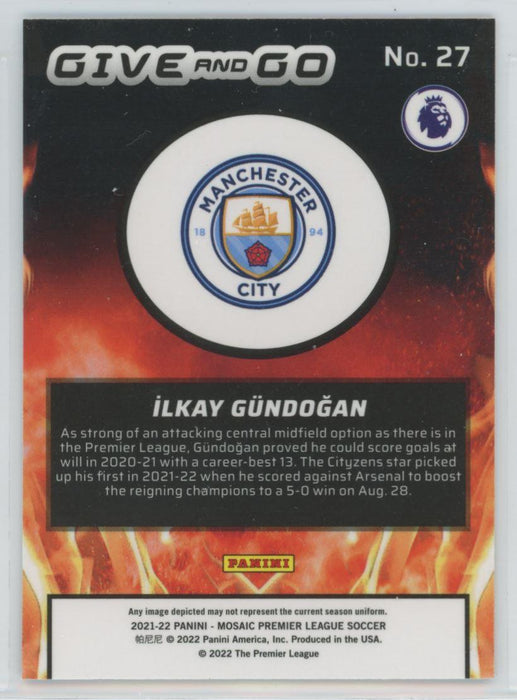 Ilkay Gundogan 2021 Panini Mosaic Premier League # 27 Give and Go Insert Manchester City - Collectible Craze America