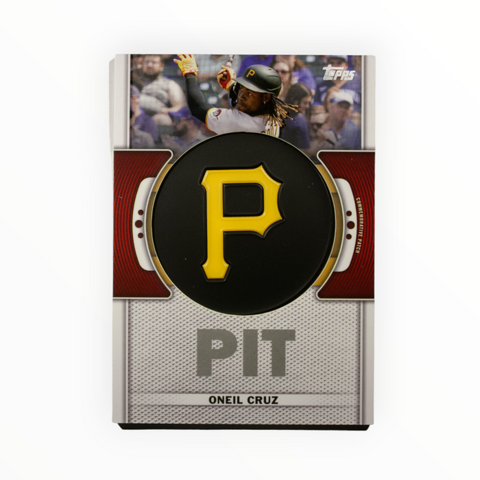 Oneil Cruz 2023 Topps Series 1 Commemorative Team Logo Back of Card