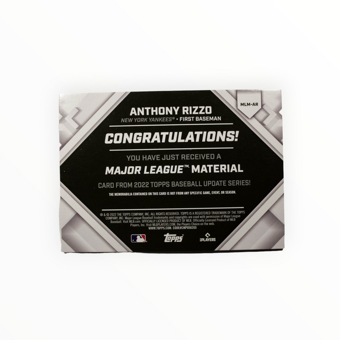 Anthony Rizzo 2023 Topps Series 1 Major League Material Front of Card
