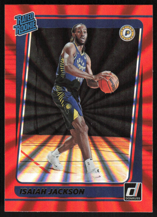 Isaiah Jackson 2021 Donruss Rated Rookie # 217 RC Orange Holo Laser Indiana Pacers - Collectible Craze America
