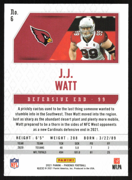 J.J. Watt 2021 Panini Phoenix # 6 Arizona Cardinals Base - Collectible Craze America