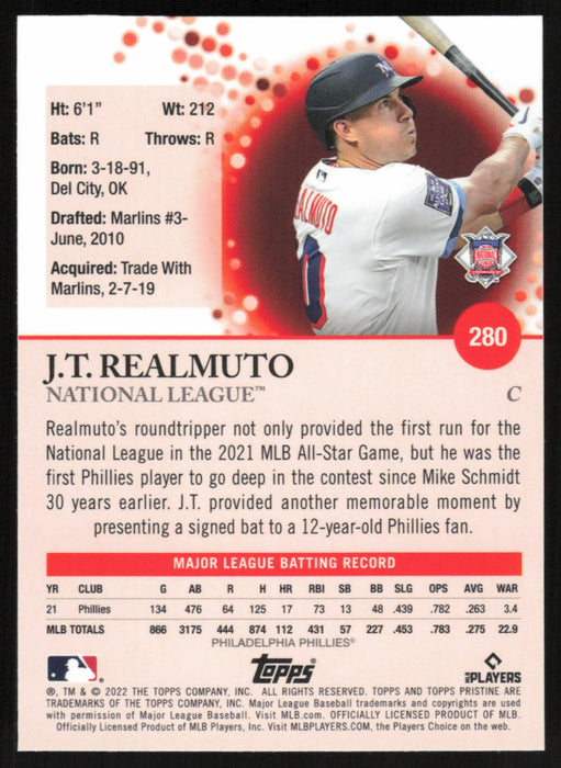 J.T. Realmuto 2022 Topps Pristine Baseball # 280 Philadelphia Phillies - Collectible Craze America