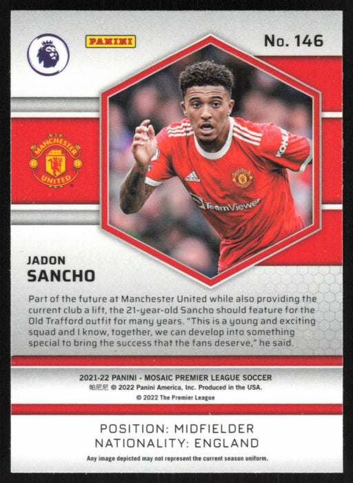 Jadon Sancho 2021 Panini Mosaic Premier League # 146 Manchester United Base - Collectible Craze America