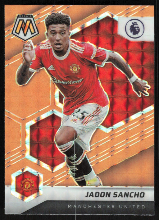 Jadon Sancho 2021 Panini Mosaic Premier League # 146 Orange Fluorescent Manchester United - Collectible Craze America