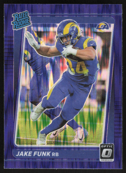 Jake Funk 2021 Donruss Optic Rated Rookie # 295 RC Purple Shock Los Angeles Rams - Collectible Craze America