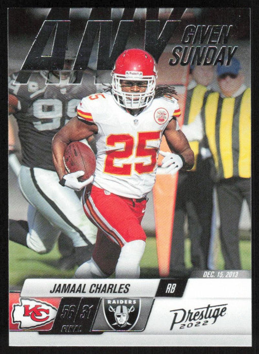 Jamaal Charles 2022 Panini Prestige Any Given Sunday # 17 Insert Kansas City Chiefs - Collectible Craze America