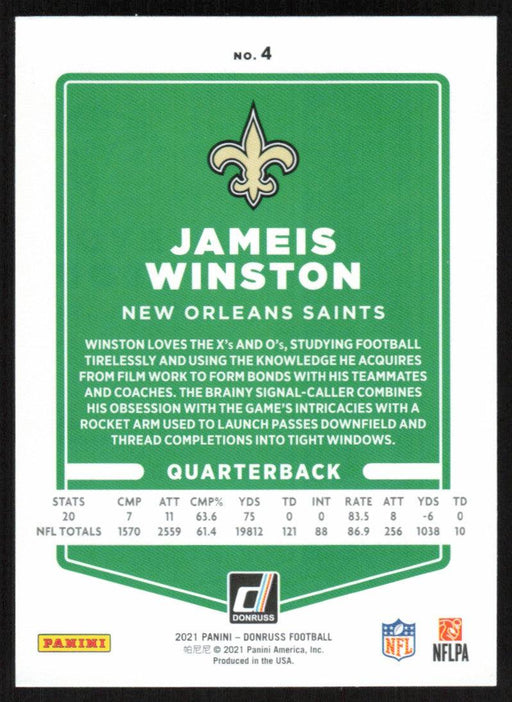 Jameis Winston 2021 Donruss Football # 4 New Orleans Saints Base - Collectible Craze America