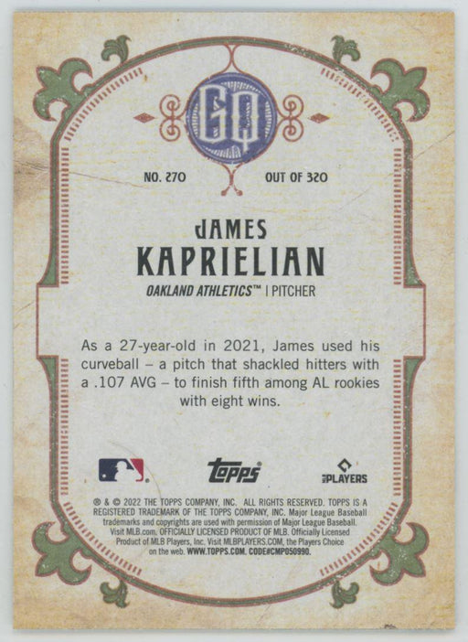 James Kaprielian 2022 Topps Gypsy Queen # 270 Oakland Athletics - Collectible Craze America