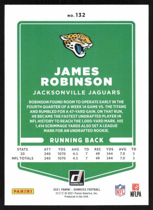 James Robinson 2021 Donruss Football # 132 Jacksonville Jaguars Base - Collectible Craze America