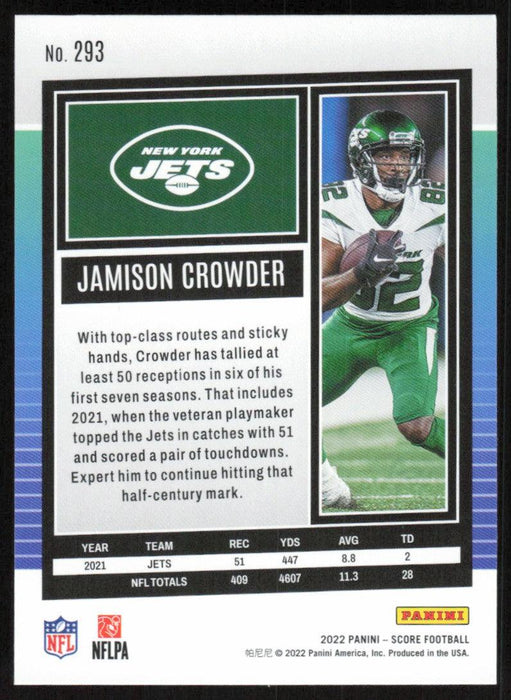 Jamison Crowder 2022 Panini Score Football # 293 Base New York Jets - Collectible Craze America