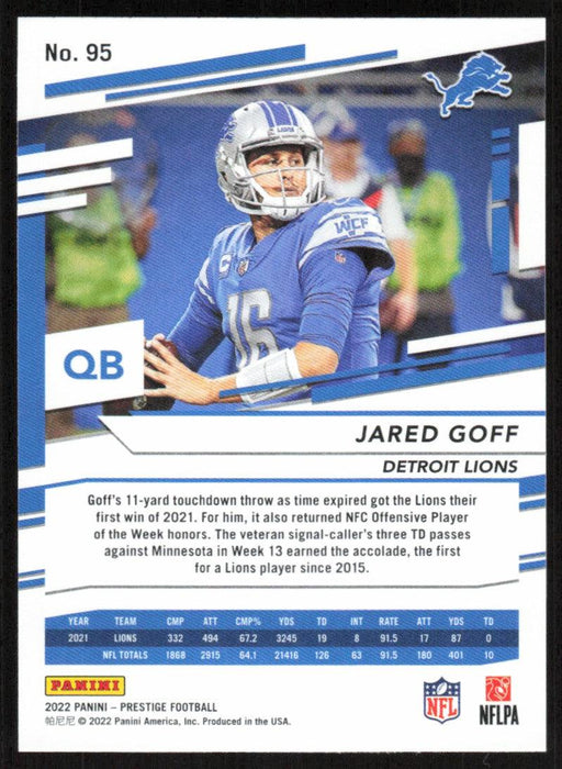 Jared Goff 2022 Panini Prestige # 95 Detroit Lions - Collectible Craze  America