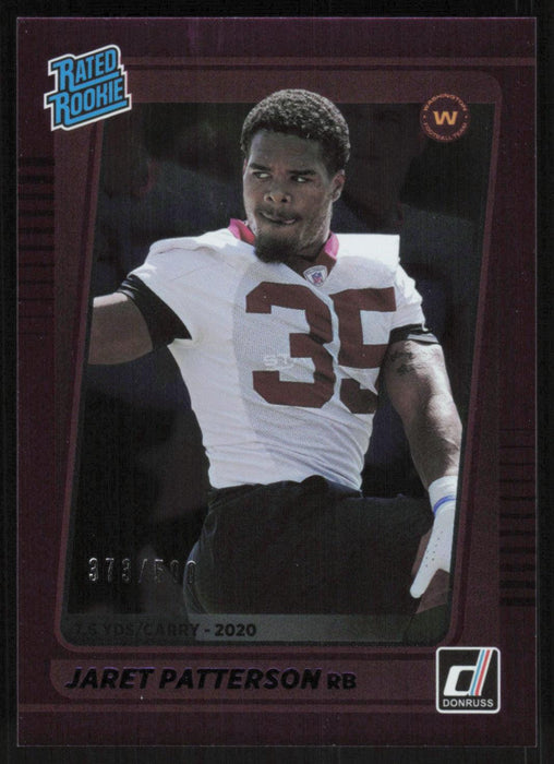 Jaret Patterson 2021 Donruss Season Stat Line # 298 RC 373/500 Washington Football Team - Collectible Craze America