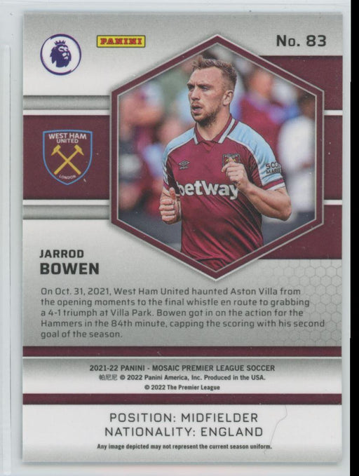 Jarrod Bowen 2021 Panini Mosaic Premier League # 83 West Ham United - Collectible Craze America