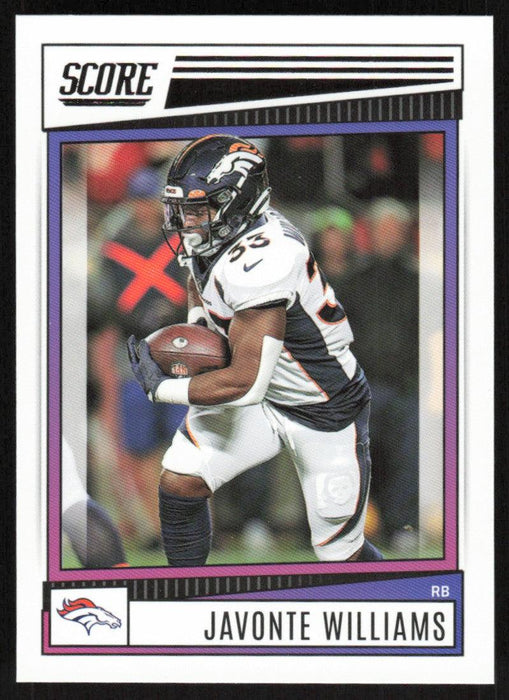 Javonte Williams 2022 Panini Score Football # 79 Base Denver Broncos - Collectible Craze America