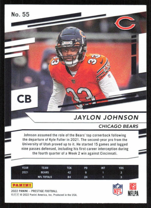 Jaylon Johnson 2022 Panini Prestige # 55 Chicago Bears - Collectible Craze America