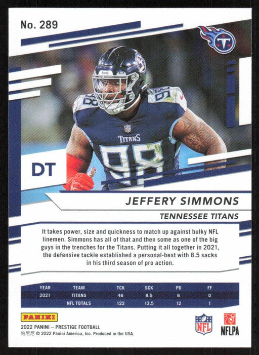 Jeffery Simmons 2022 Panini Prestige # 289 Tennessee Titans - Collectible Craze America