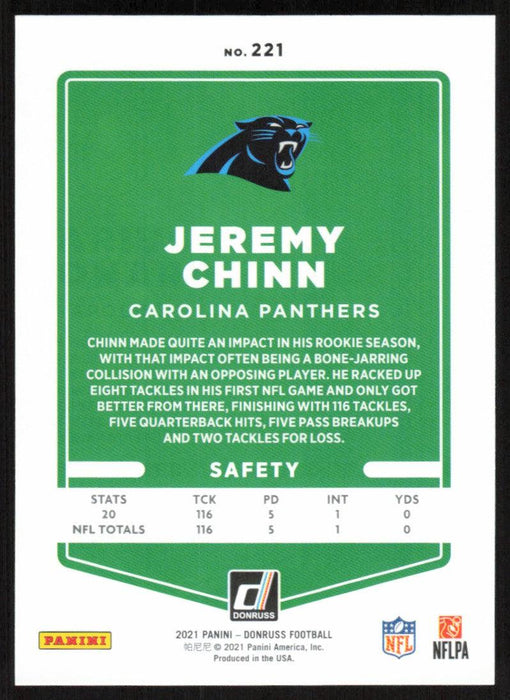 Jeremy Chinn 2021 Donruss Football # 221 Carolina Panthers Base - Collectible Craze America