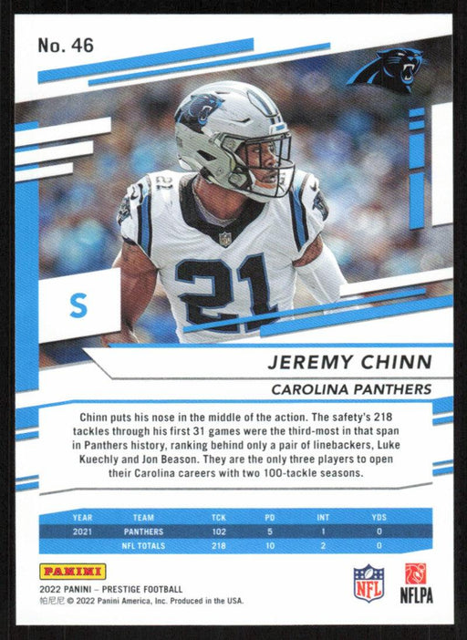 Jeremy Chinn 2022 Panini Prestige # 46 Carolina Panthers - Collectible Craze America