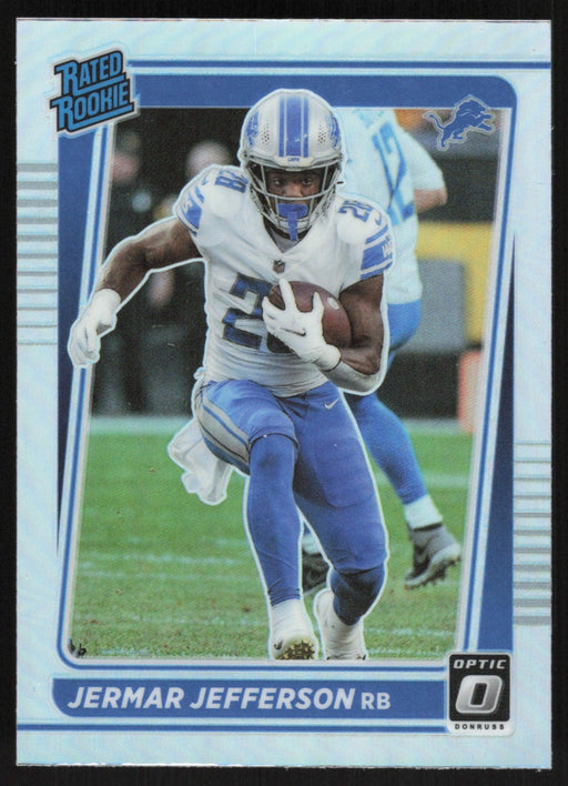 Jermar Jefferson 2021 Donruss Optic Rated Rookie # 296 RC Silver Prizm Detroit Lions - Collectible Craze America