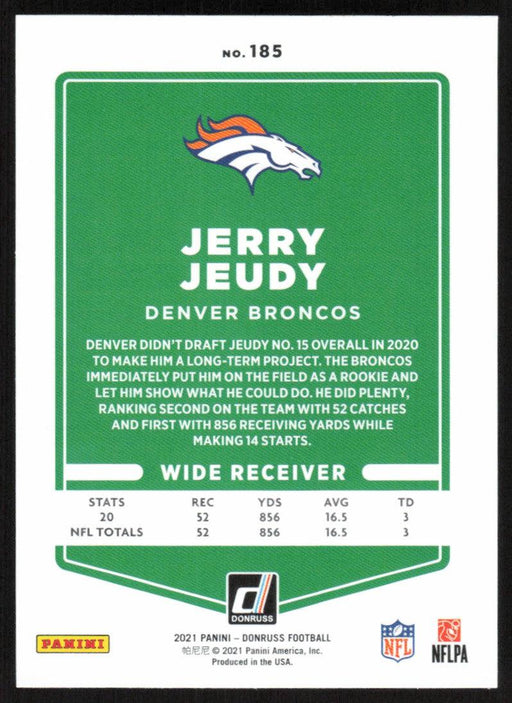 Jerry Jeudy 2021 Donruss Football # 185 Denver Broncos Base - Collectible Craze America