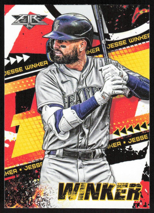 Jesse Winker 2022 Topps Fire Baseball # 9 Seattle Mariners Base - Collectible Craze America