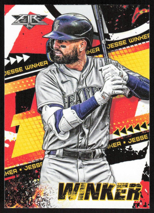 Jesse Winker 2022 Topps Fire Baseball # 9 Seattle Mariners Base - Collectible Craze America