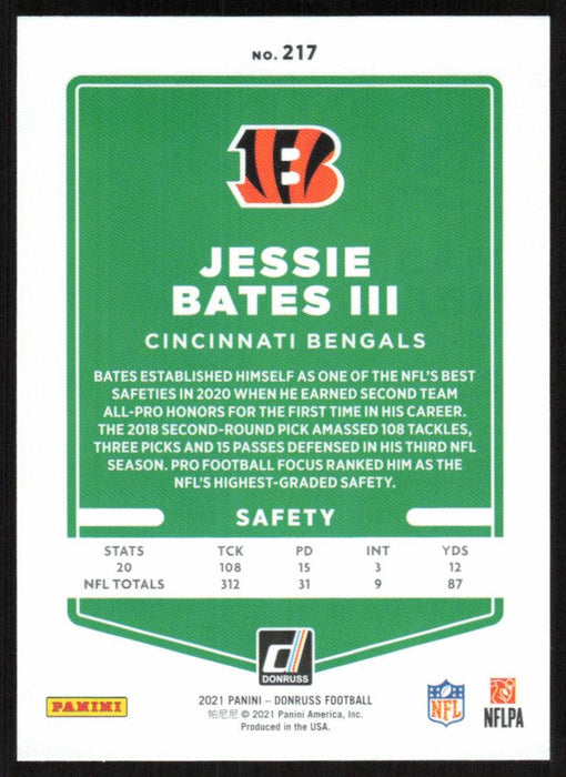 Jessie Bates 2021 Donruss Football # 217 Cincinnati Bengals Base - Collectible Craze America