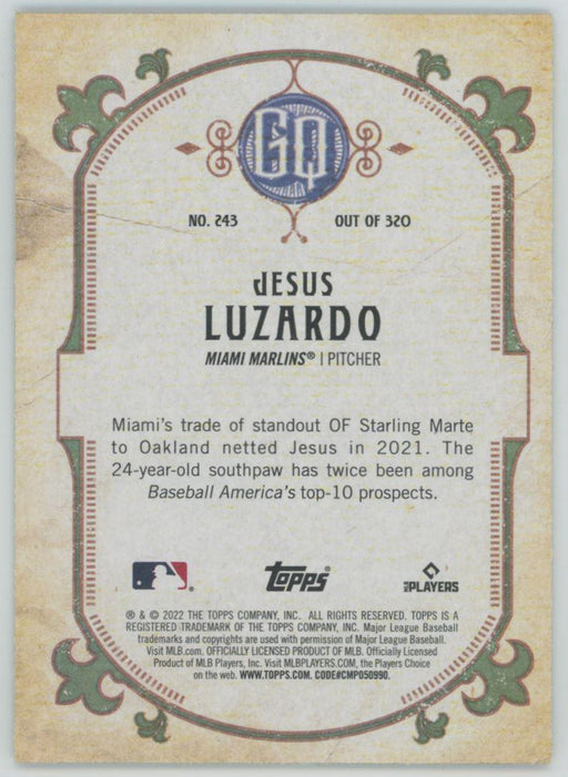 Jesus Luzardo 2022 Topps Gypsy Queen # 243 Green Miami Marlins - Collectible Craze America