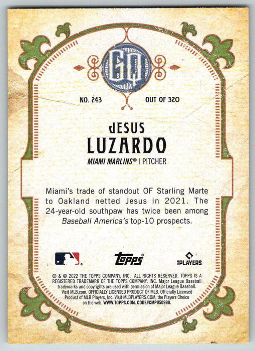 2022 Topps Gypsy Queen 243 Jesus Luzardo Miami Marlins Baseball Card