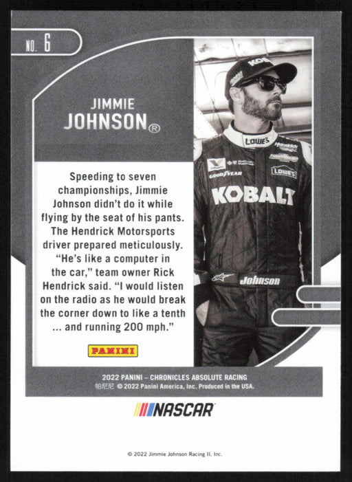 Jimmie Johnson 2022 Panini Chronicles Racing Absolute # 6 - Collectible Craze America