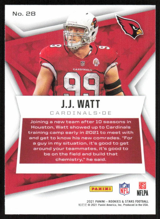 JJ Watt 2021 Panini Rookies & Stars # 28 Arizona Cardinals Base - Collectible Craze America