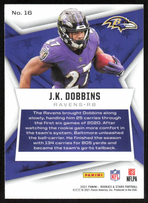 JK Dobbins 2021 Panini Rookies & Stars # 16 Baltimore Ravens Base - Collectible Craze America