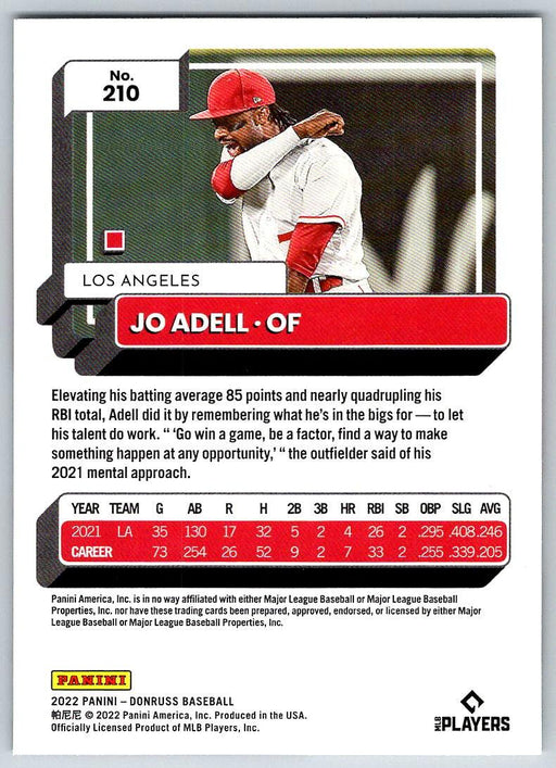 Jo Adell 2022 Donruss Baseball # 210 Los Angeles Angels - Collectible Craze America